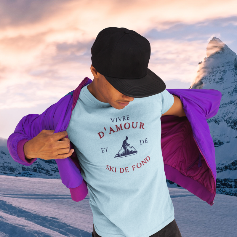 Achat T shirt Vivre d amour et de ski de fond pour Homme